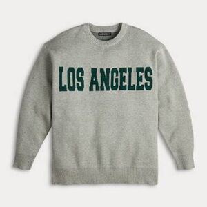 Harper & Ivy Grey Crewneck Sweater with Forest Green 'LOS ANGELES'